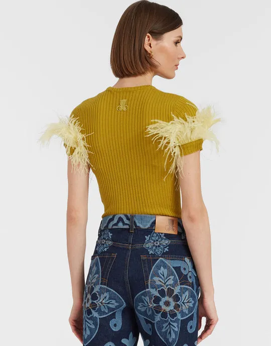 T-Shirt With Feather Detail