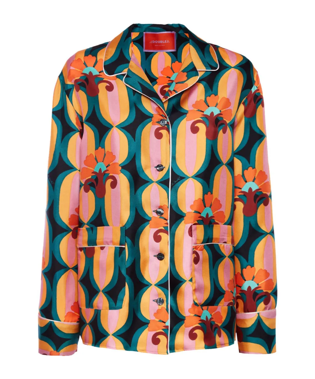 Geometric Print Silk Shirt