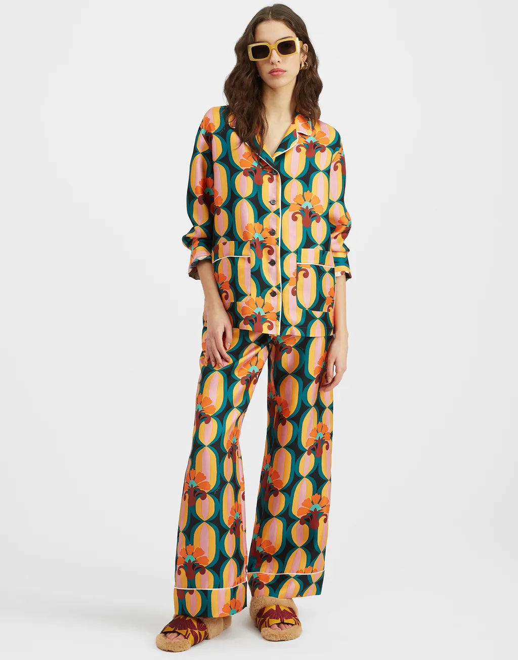 Geometric Print Silk Shirt