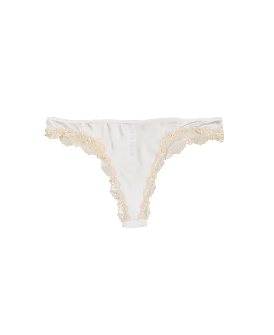 Embroidered Trim Scalloped Edge Thong