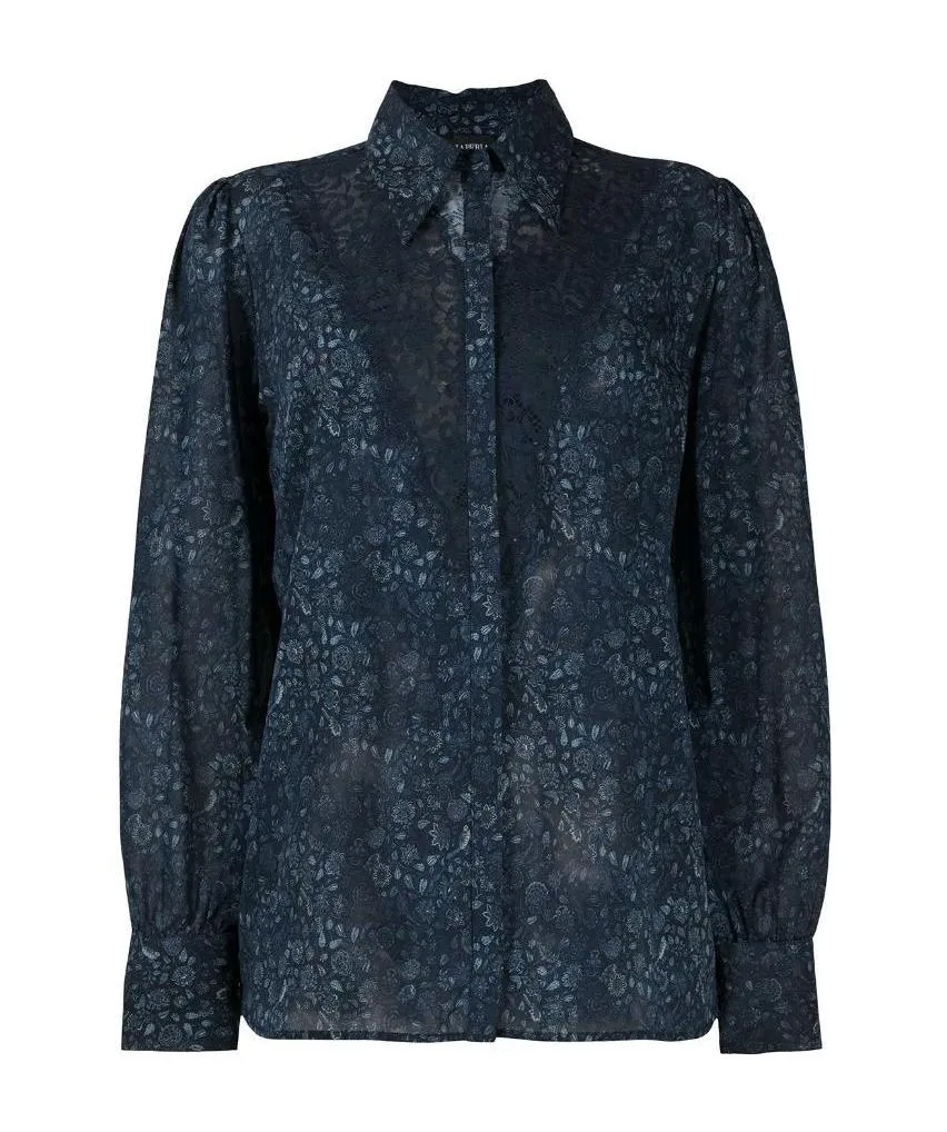 Lace-Trimmed Semi-Sheer Top