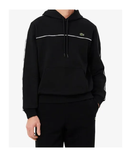 Tape-Trimmed Cotton Hoodie
