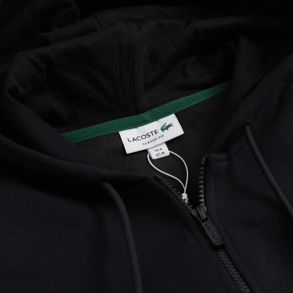 Logo Patch Zip-Up Drawstring Hoodie