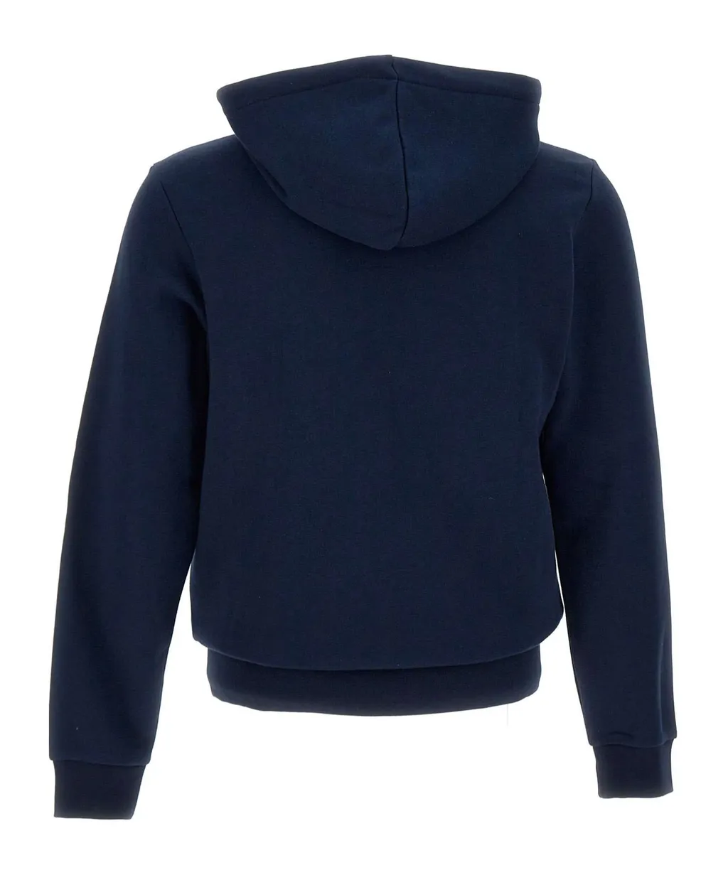 Logo Patch Zip-Up Drawstring Hoodie