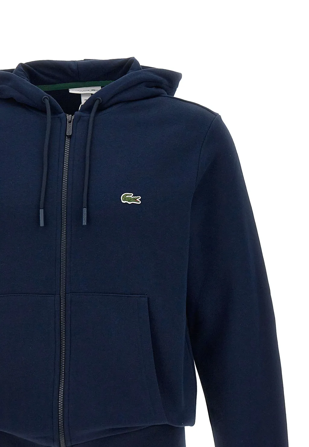 Logo Patch Zip-Up Drawstring Hoodie