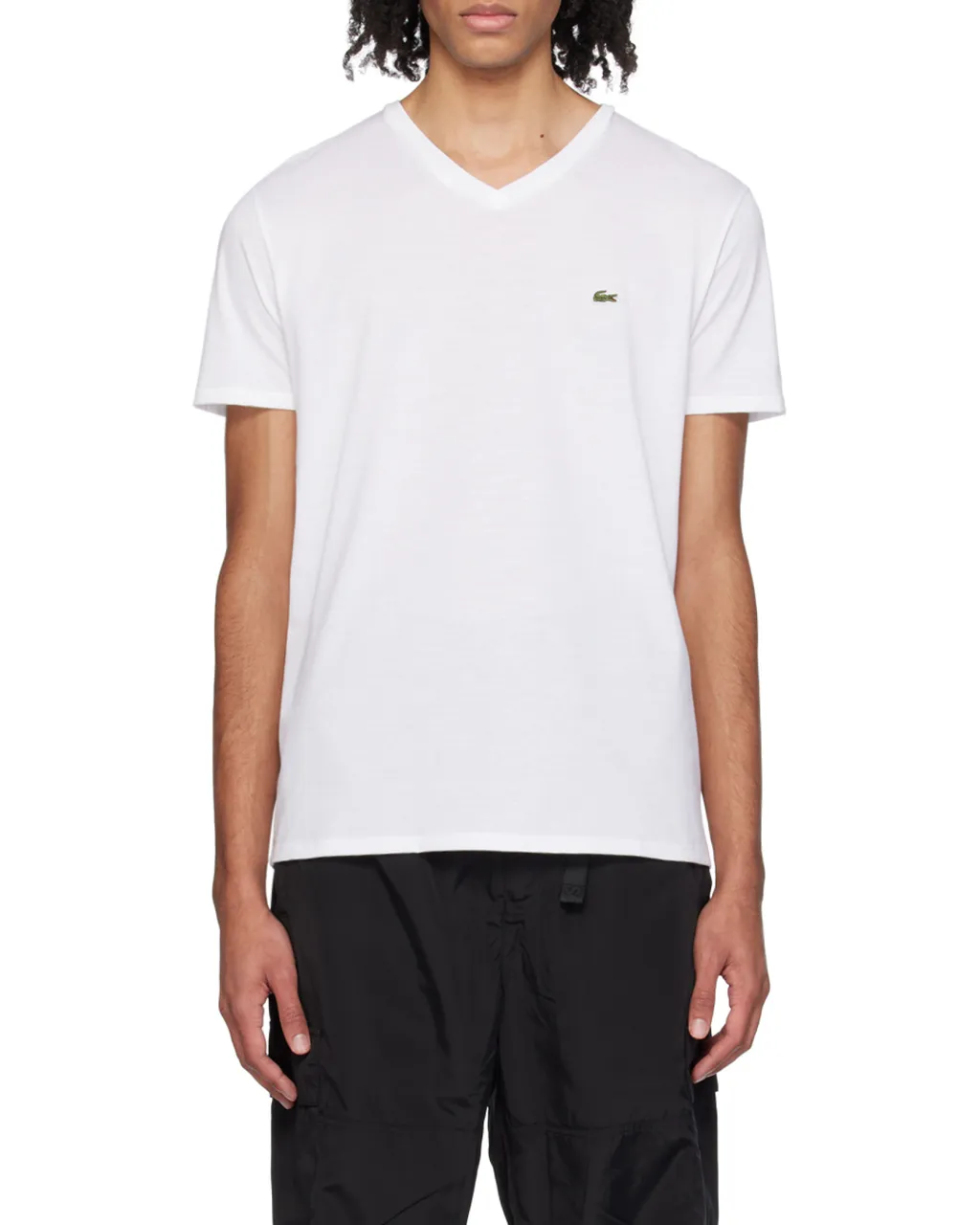 Logo-Patch V-Neck Cotton T-Shirt