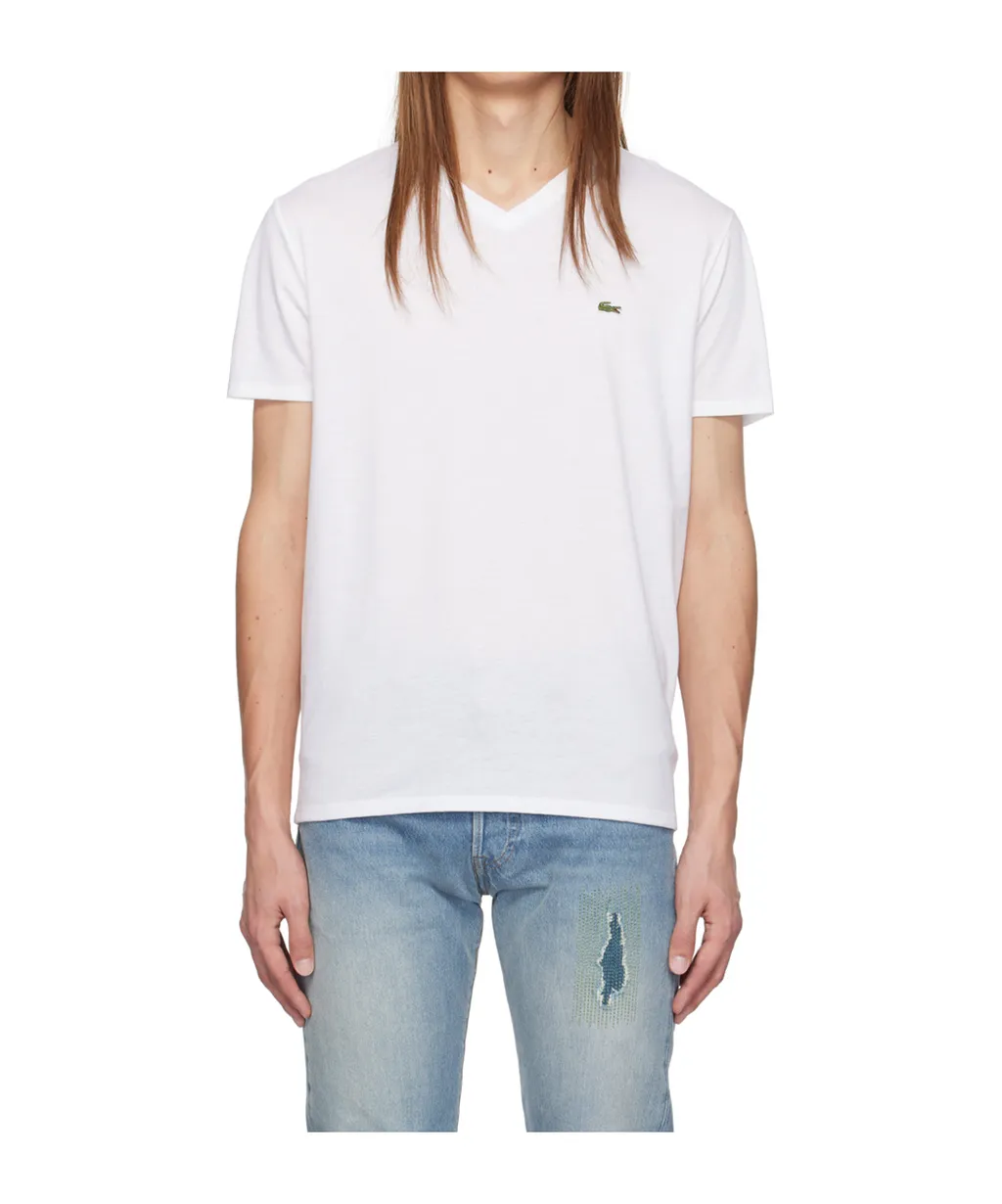 Logo-Patch V-Neck Cotton T-Shirt