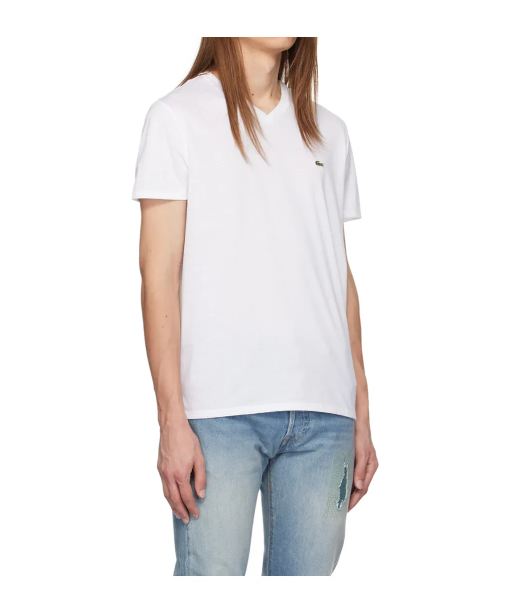 Logo-Patch V-Neck Cotton T-Shirt