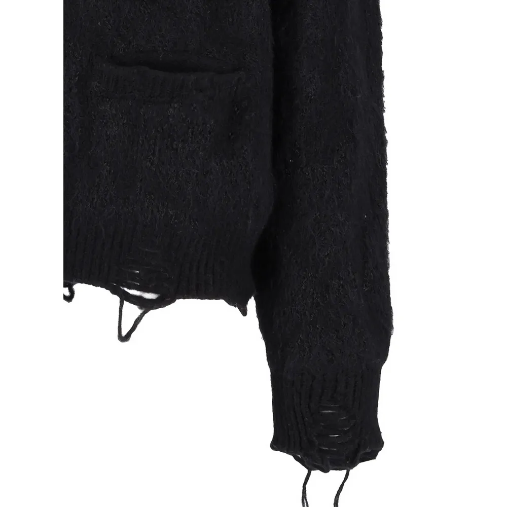 Leopard Jacquard Distressed Cardigan
