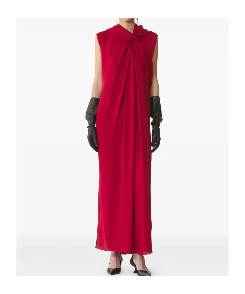 Long Knotted Dress In Satin