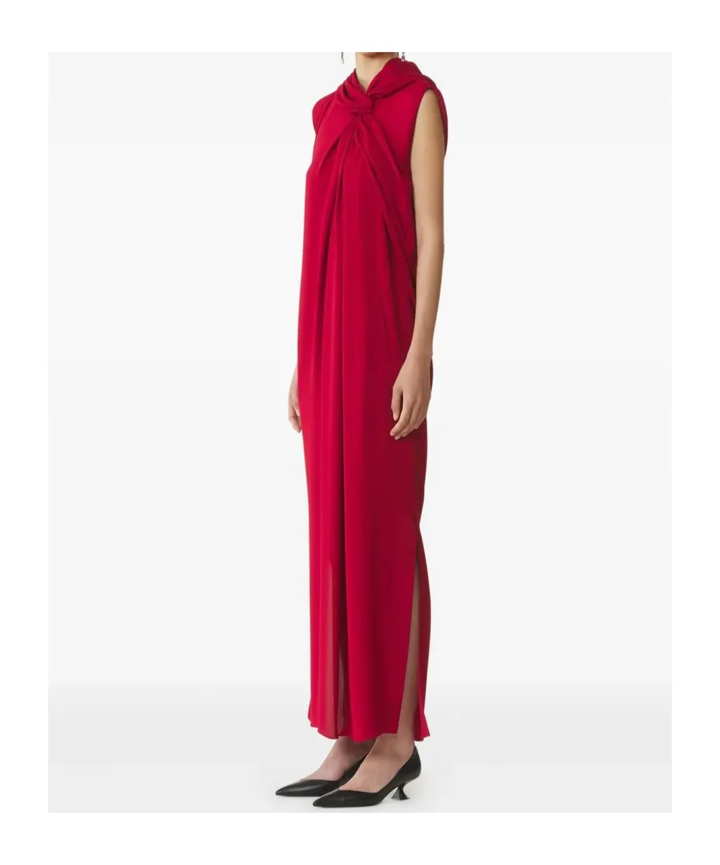 Long Knotted Dress In Satin