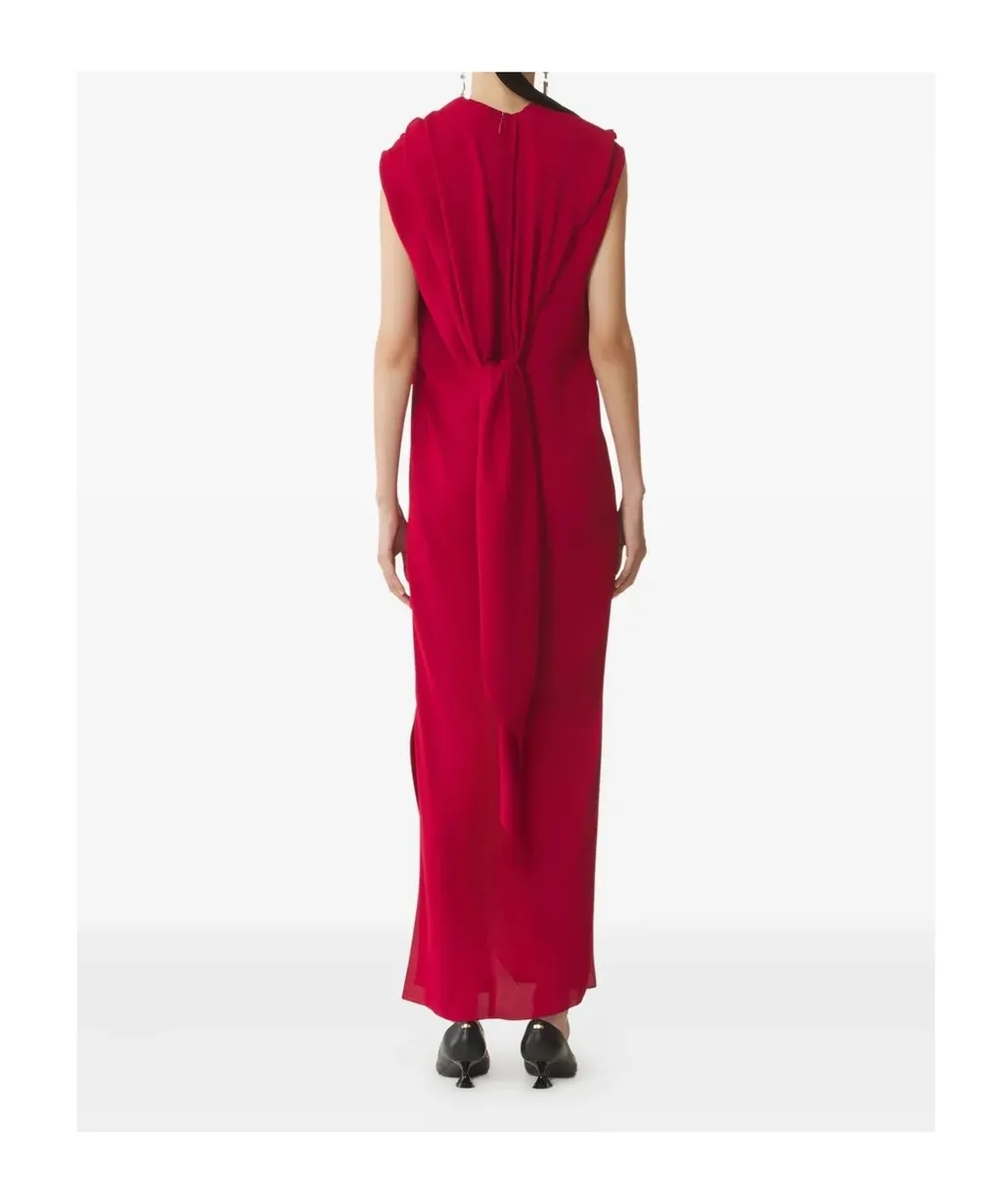Long Knotted Dress In Satin