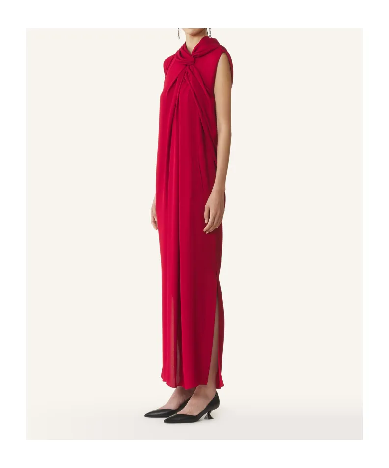Long Knotted Dress In Satin