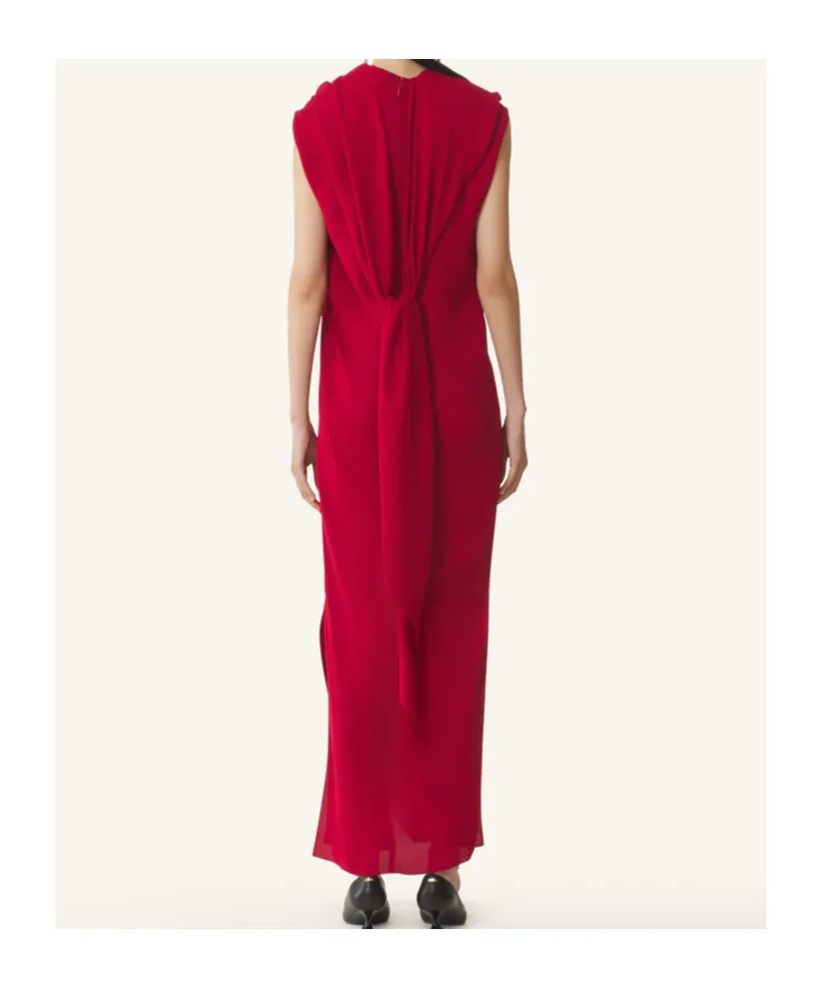 Long Knotted Dress In Satin