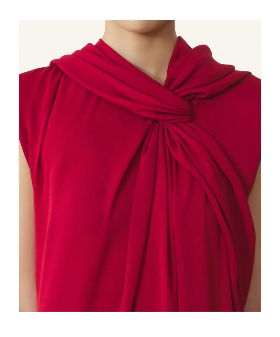 Long Knotted Dress In Satin