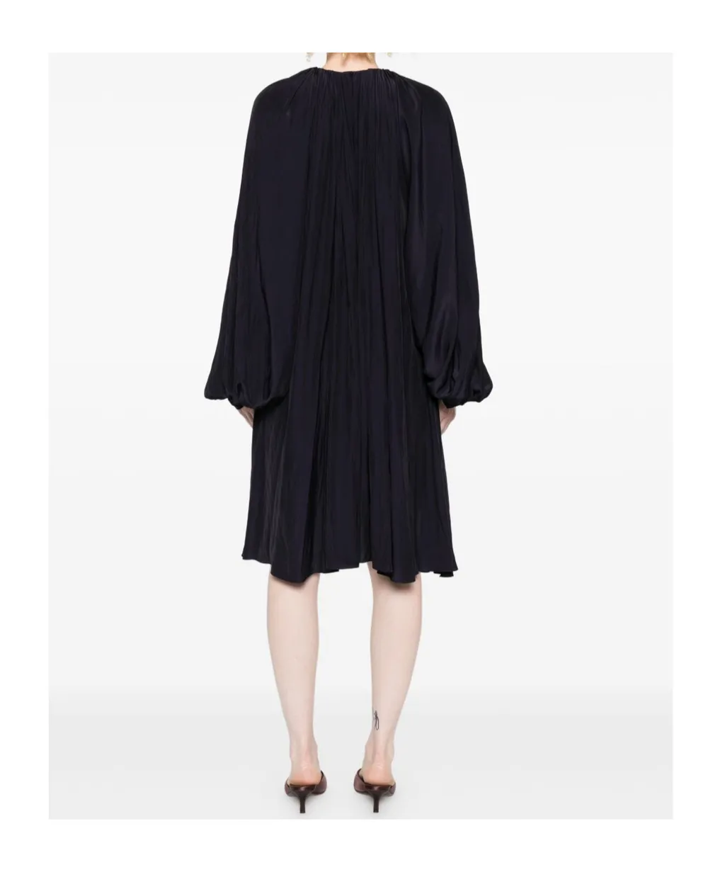 Pleated Button-Front Mini Dress