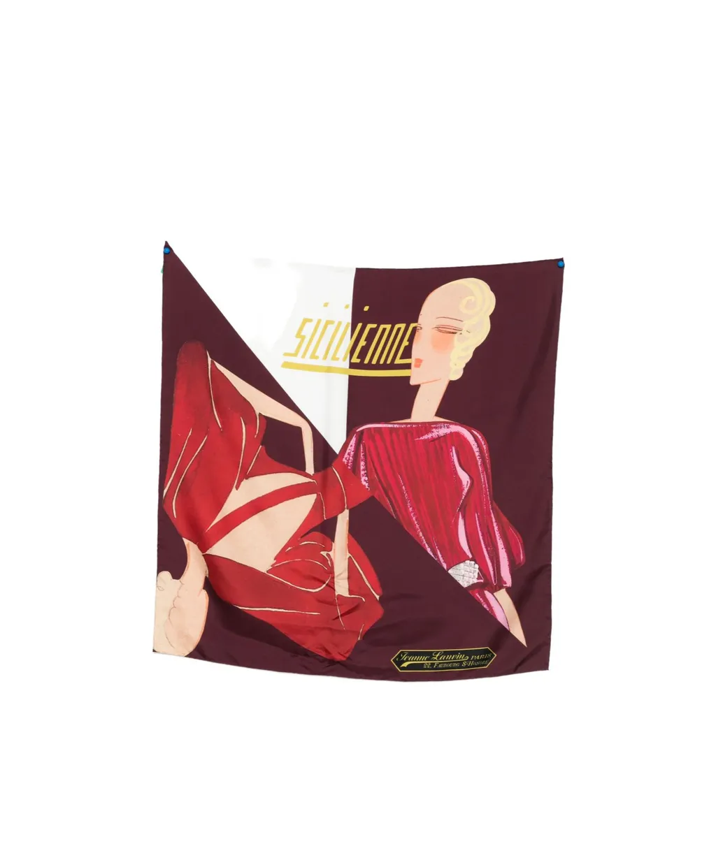 Illustration-Print Silk Scarf
