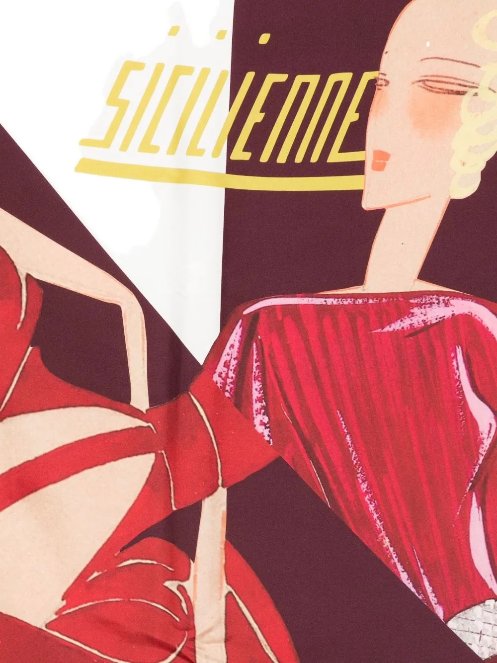 Illustration-Print Silk Scarf