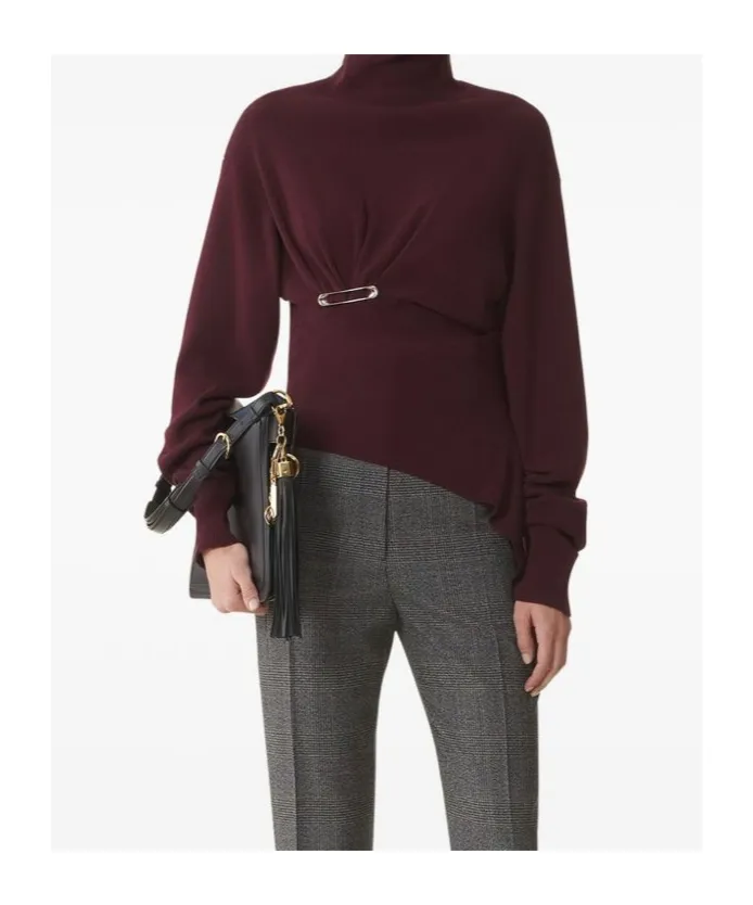 High Neck Safety Pin Detailed Jumper