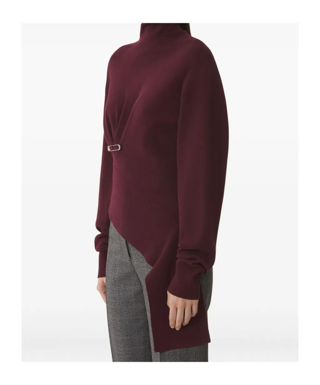 High Neck Safety Pin Detailed Jumper