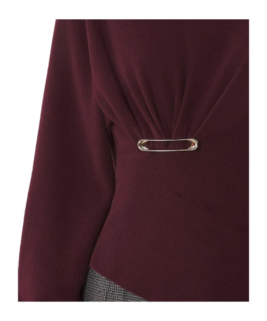High Neck Safety Pin Detailed Jumper