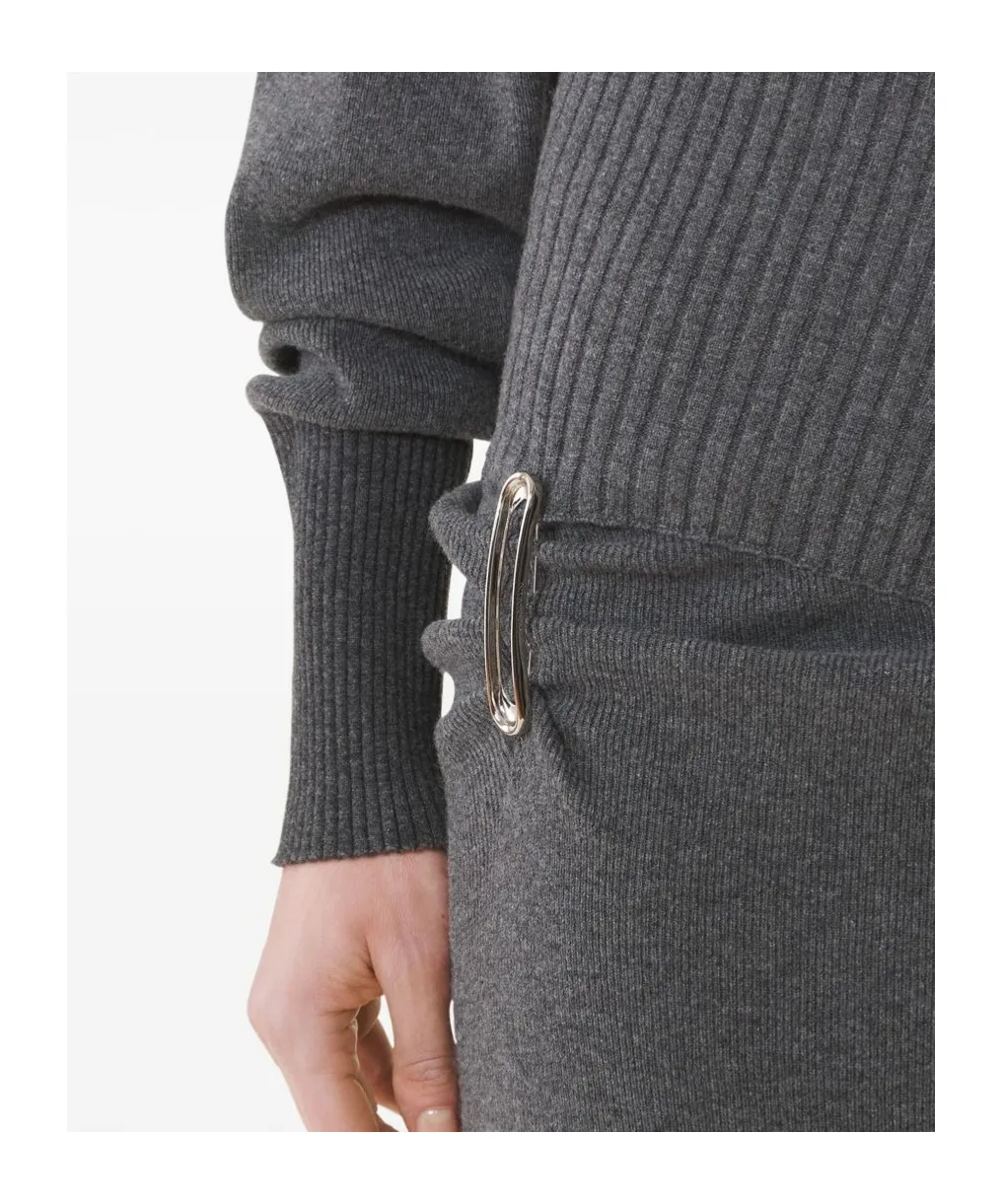 Turtleneck Knit Dress With Brooch