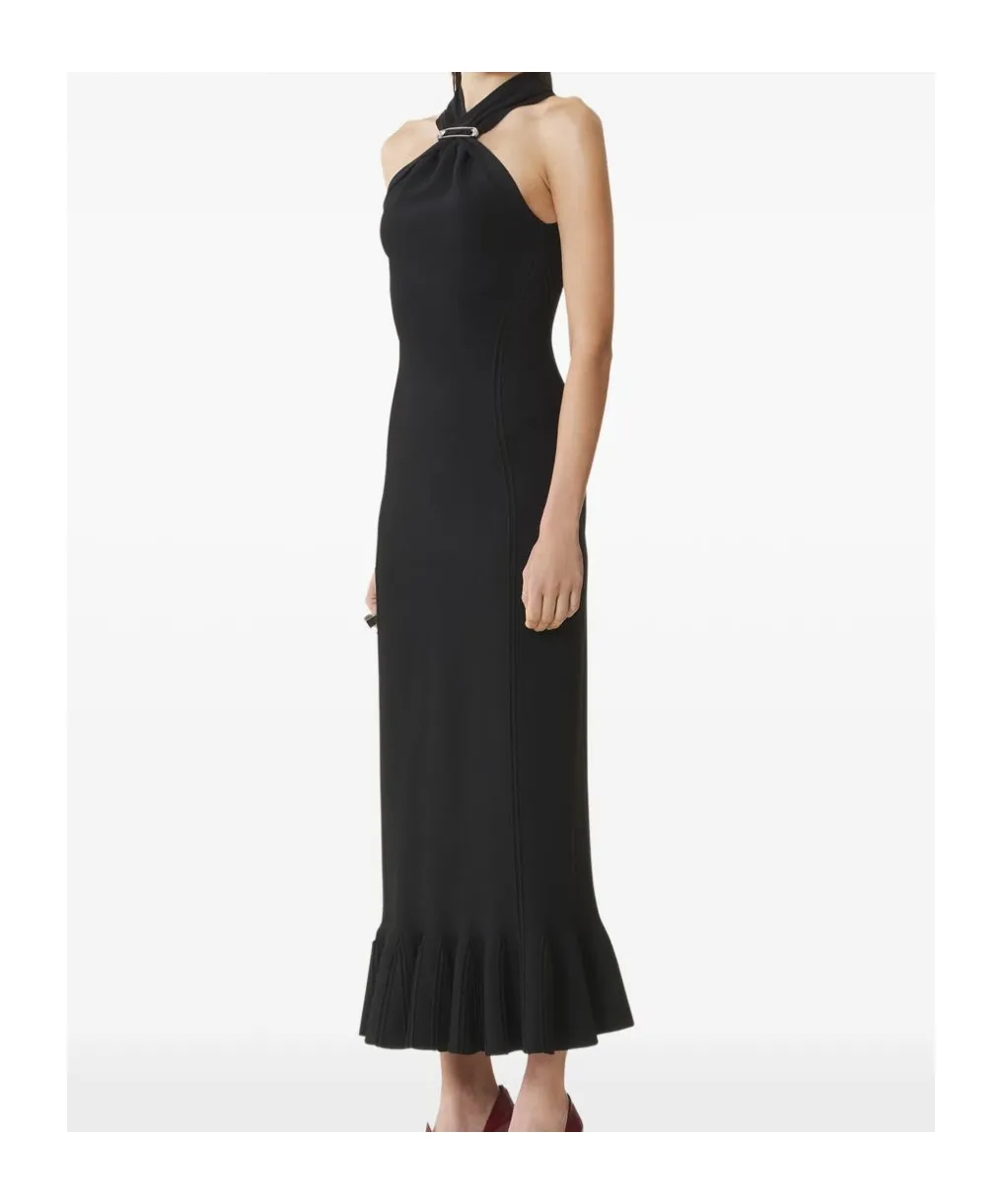 Halterneck Dress With Ruffled Hem
