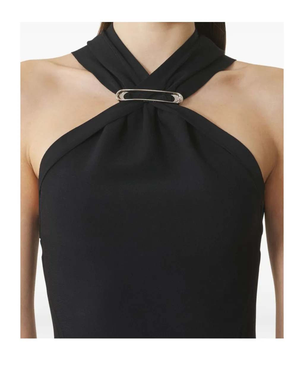 Halterneck Dress With Ruffled Hem