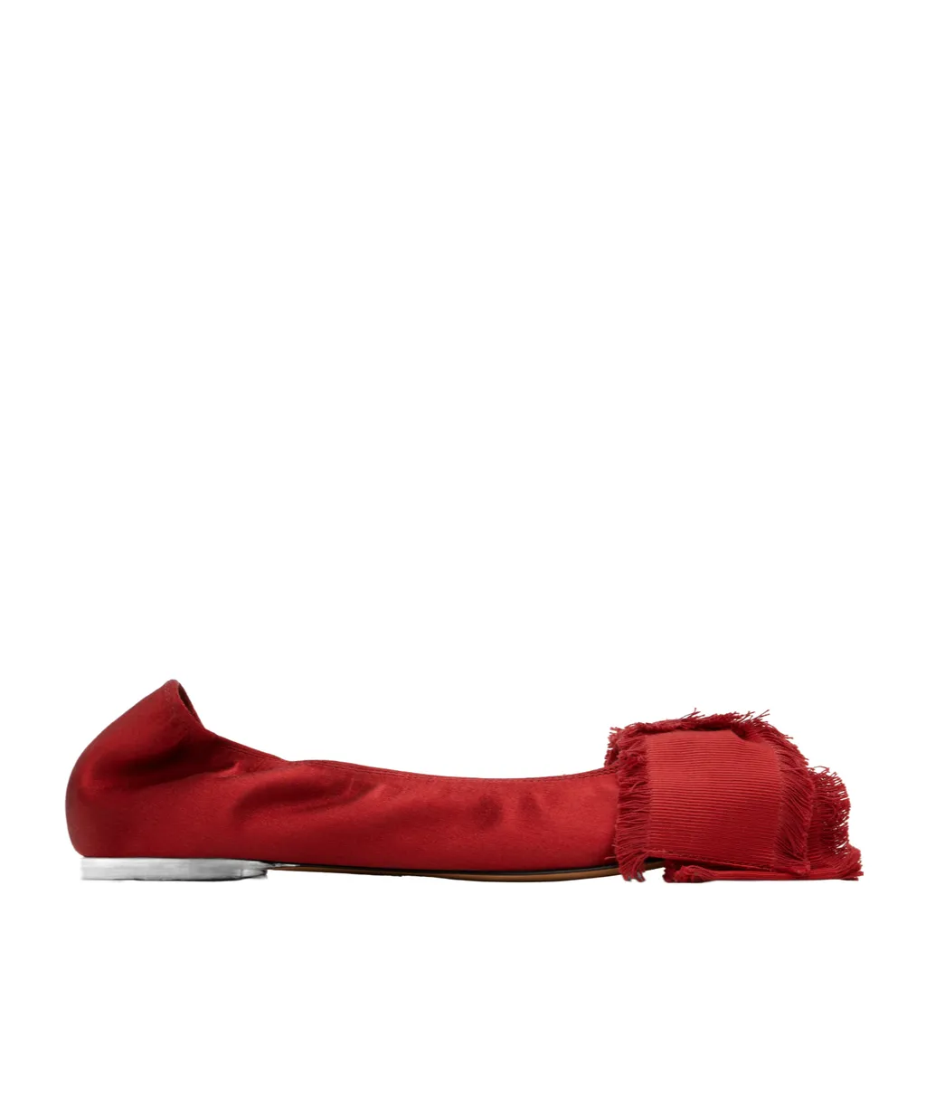 Satin Bow Ballet Flats