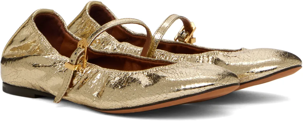 Cracked Mary Jane Ballet Flats