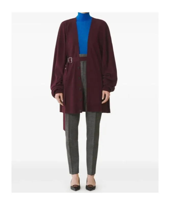 Belted Balloon-Sleeve Cardigan