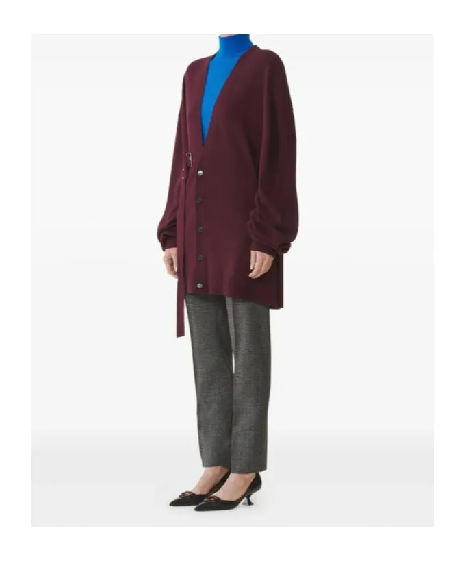 Belted Balloon-Sleeve Cardigan