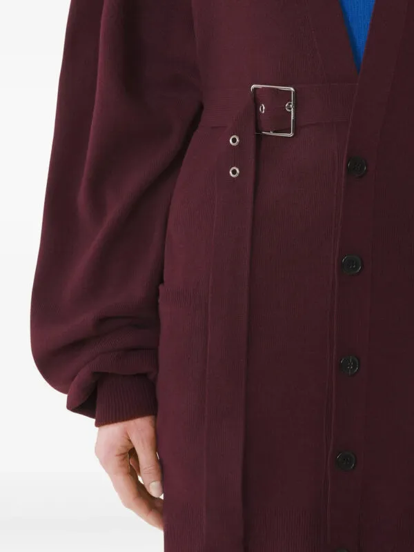 Belted Balloon-Sleeve Cardigan