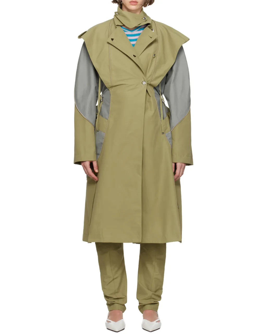 Colour-Block Double-Breasted Coat