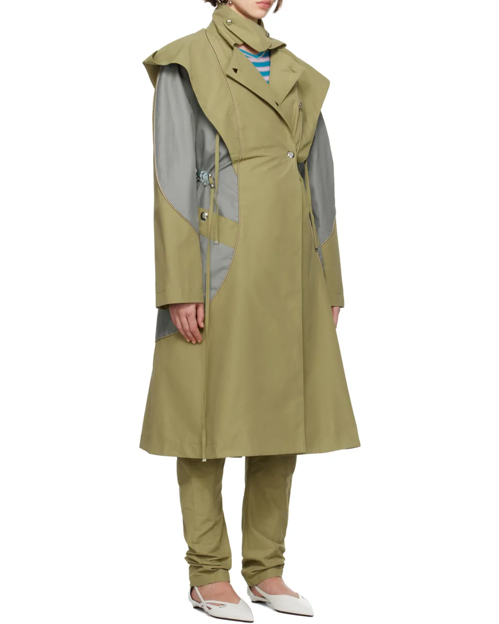 Colour-Block Double-Breasted Coat