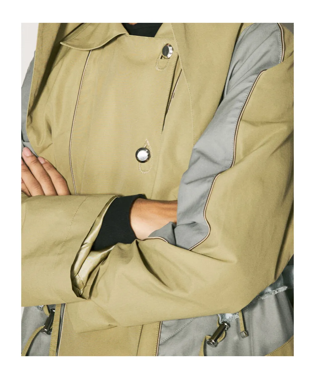 Colour-Block Double-Breasted Coat