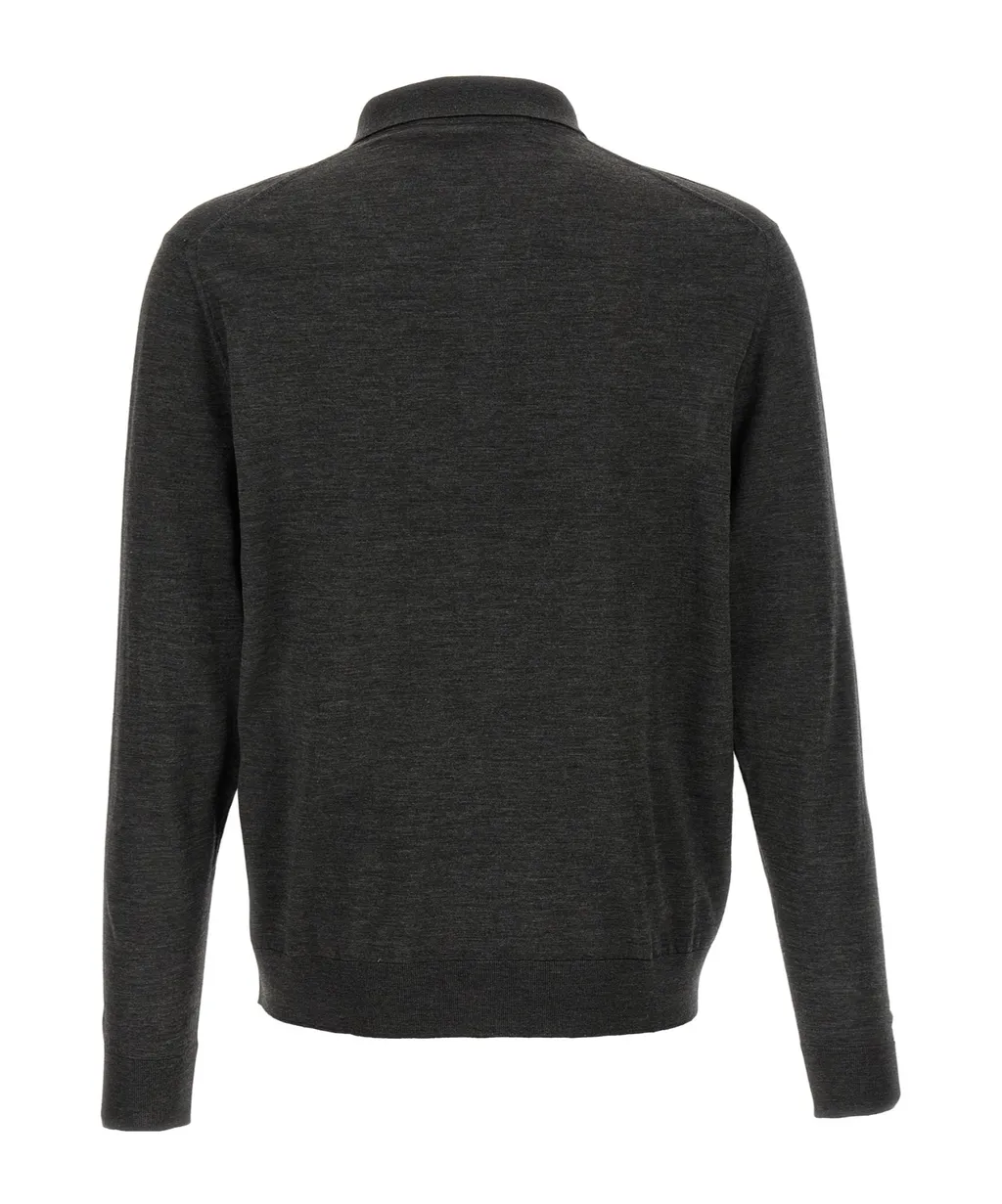 Half Zipped Long Sleeved Polo Shirt