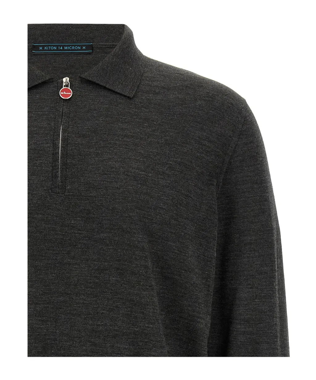 Half Zipped Long Sleeved Polo Shirt