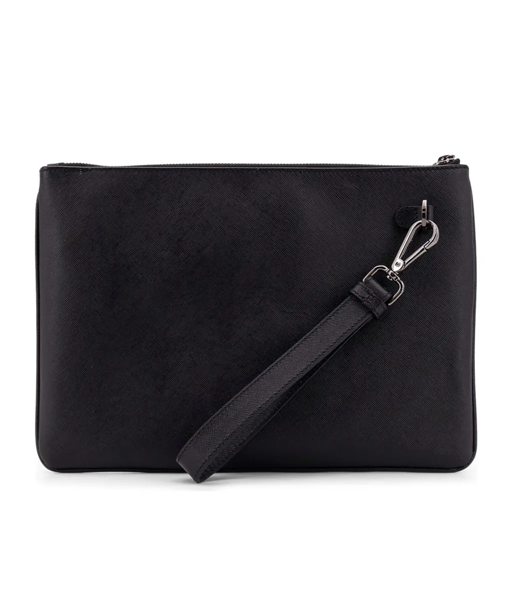 Logo Plaque Zipped Clutch Bag