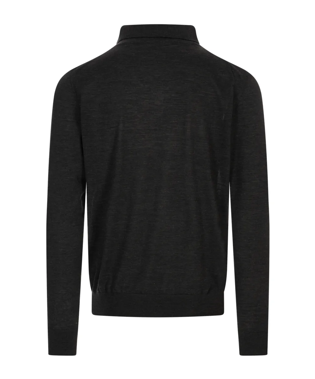Long Sleeved Half-Zip Knitted Polo Shirt