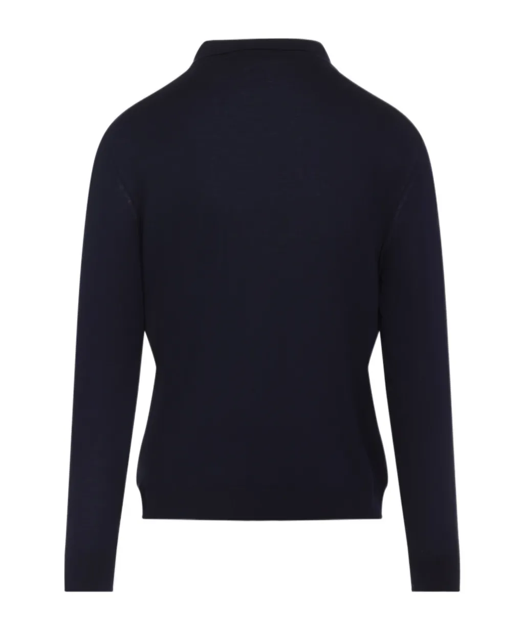 Long Sleeved Zipped Knitted Polo Shirt