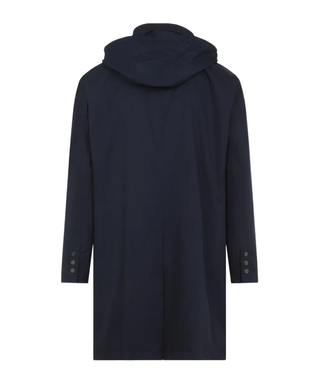 Long Sleeved Hooded Snapped Coat
