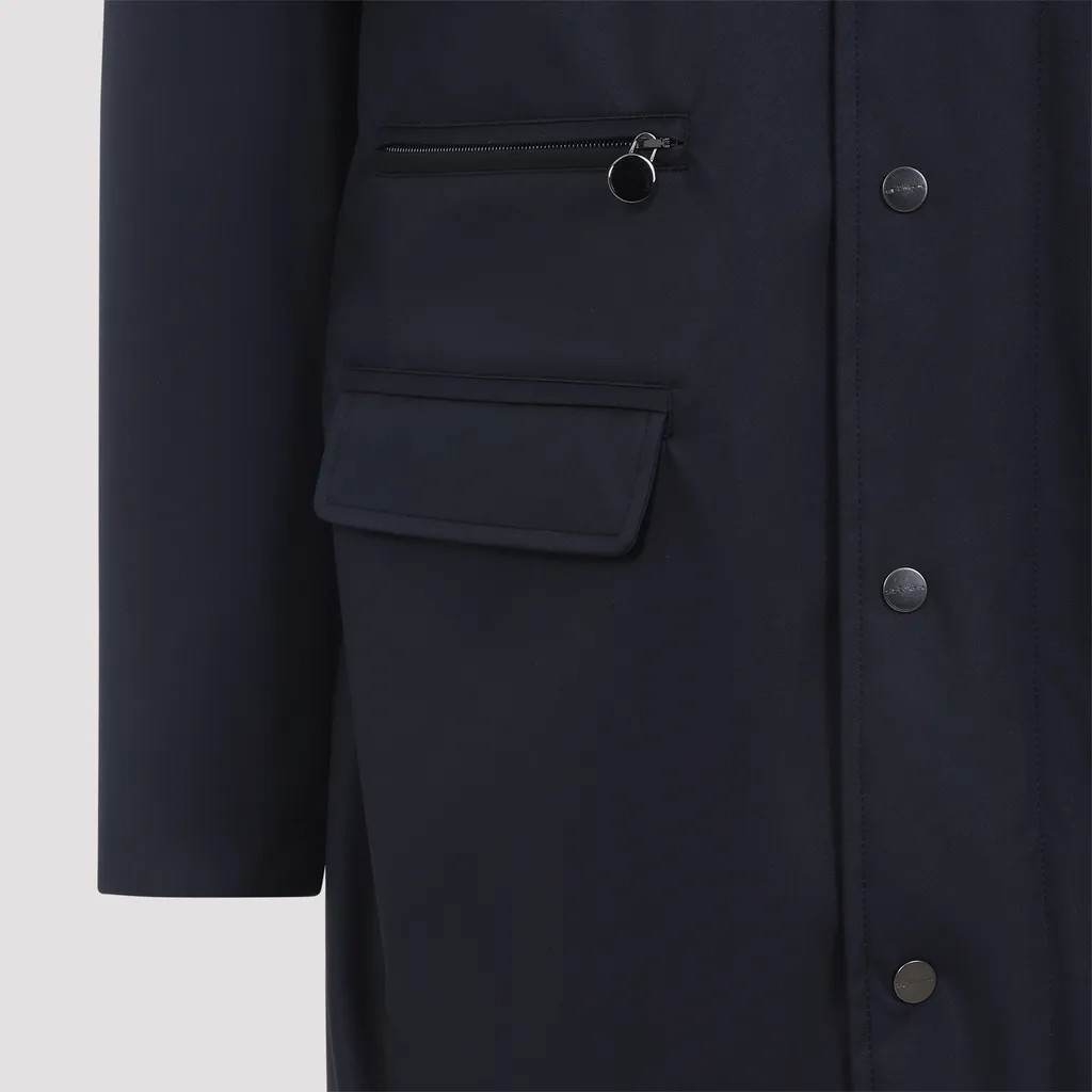 Long Sleeved Hooded Snapped Coat