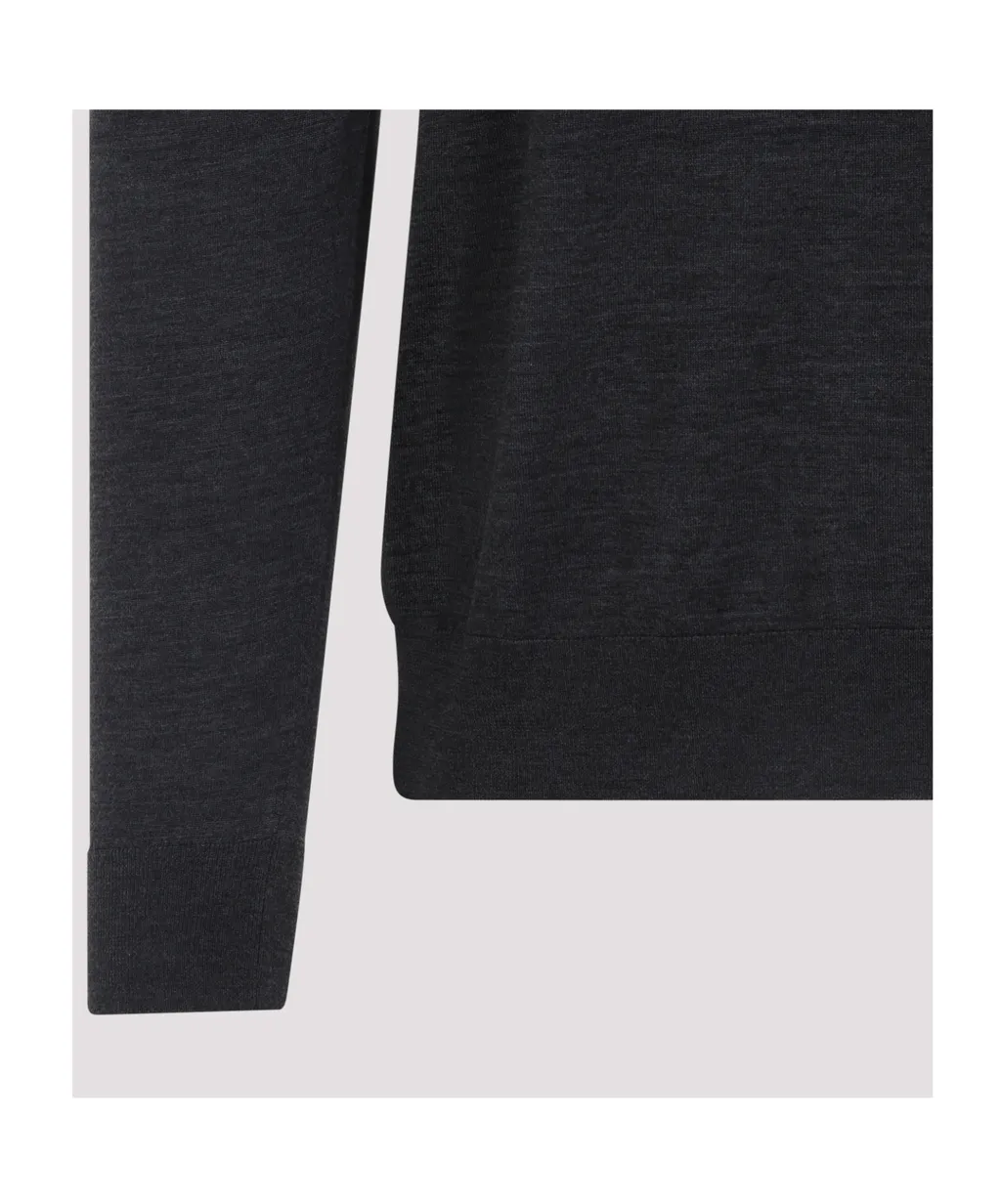 Long Sleeved Buttoned Knitted Polo Shirt