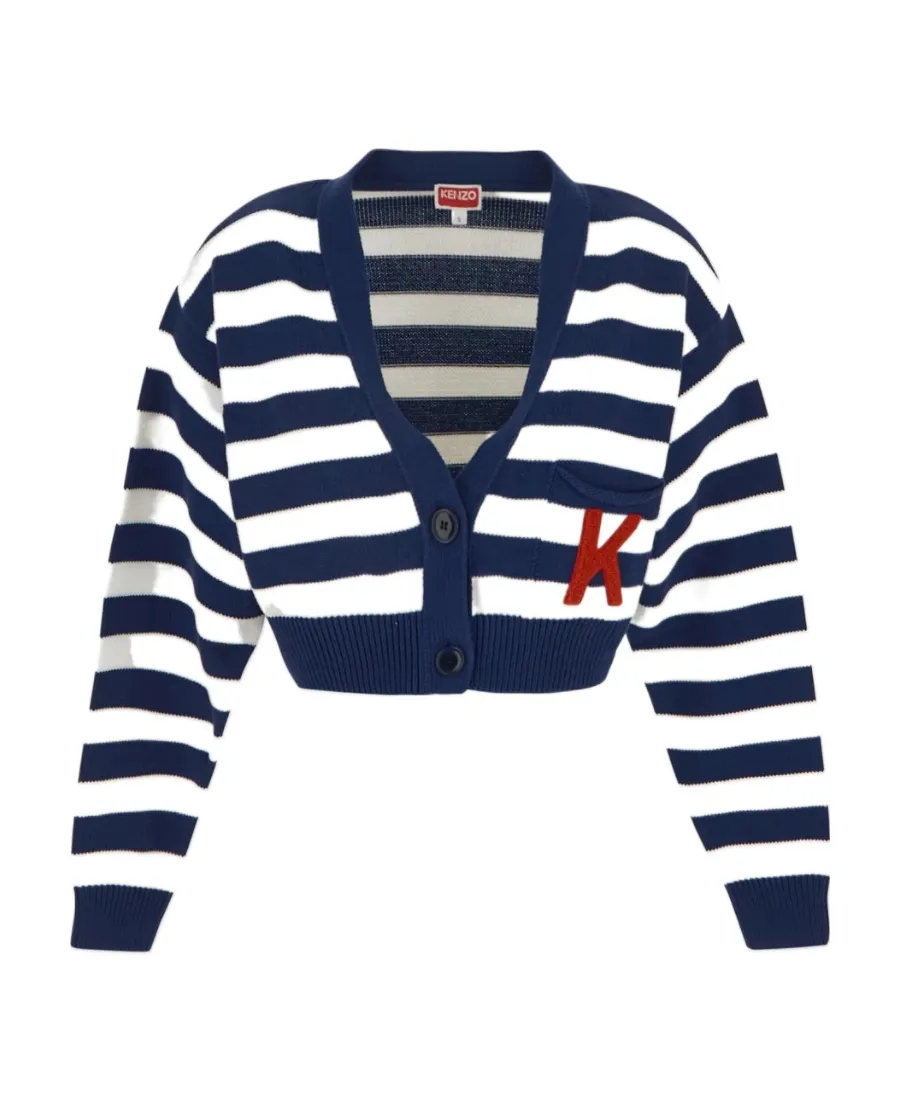 Striped V-Neck Knitted Cardigan