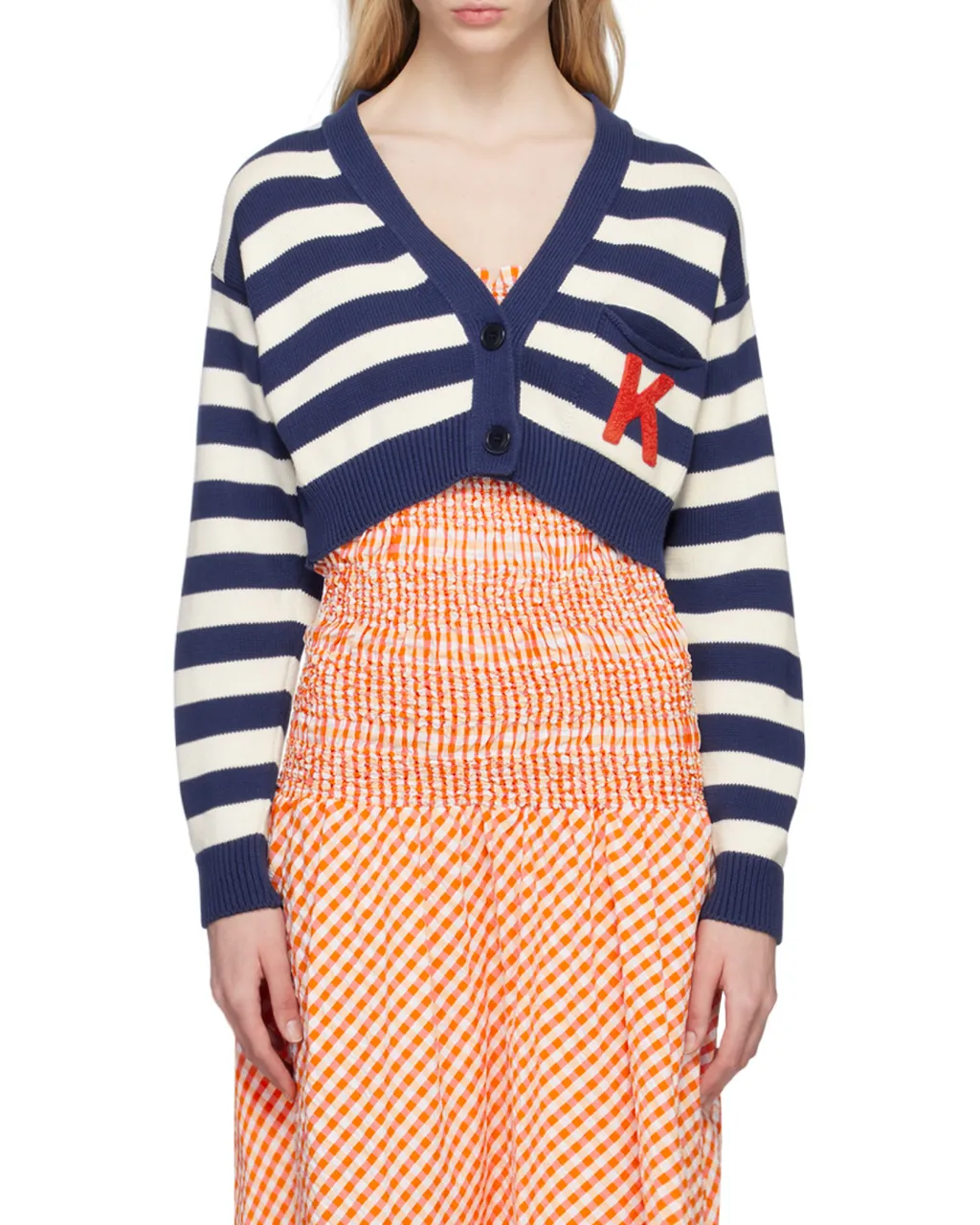 Striped V-Neck Knitted Cardigan