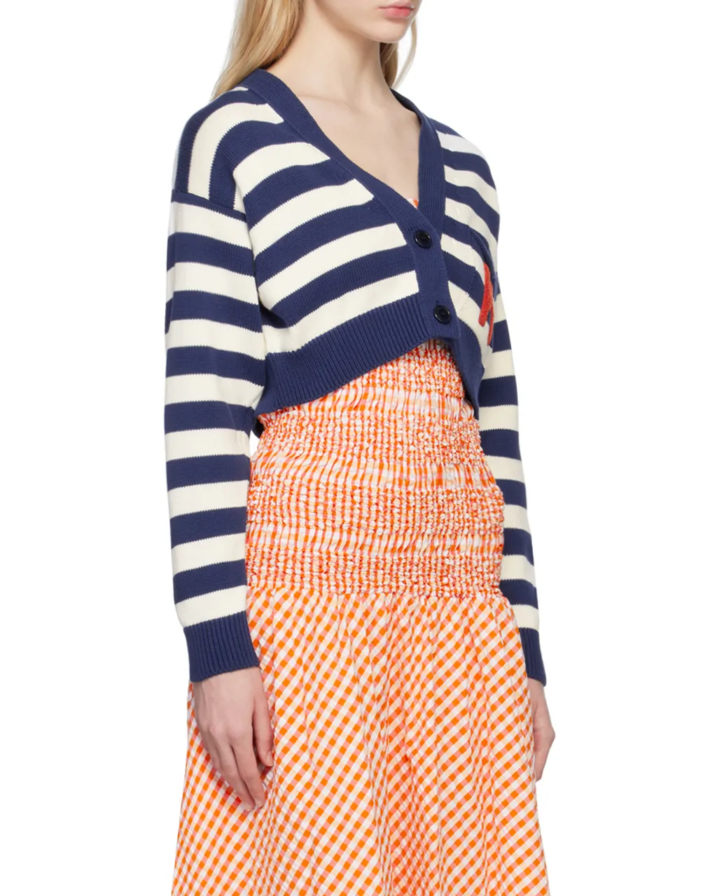 Striped V-Neck Knitted Cardigan