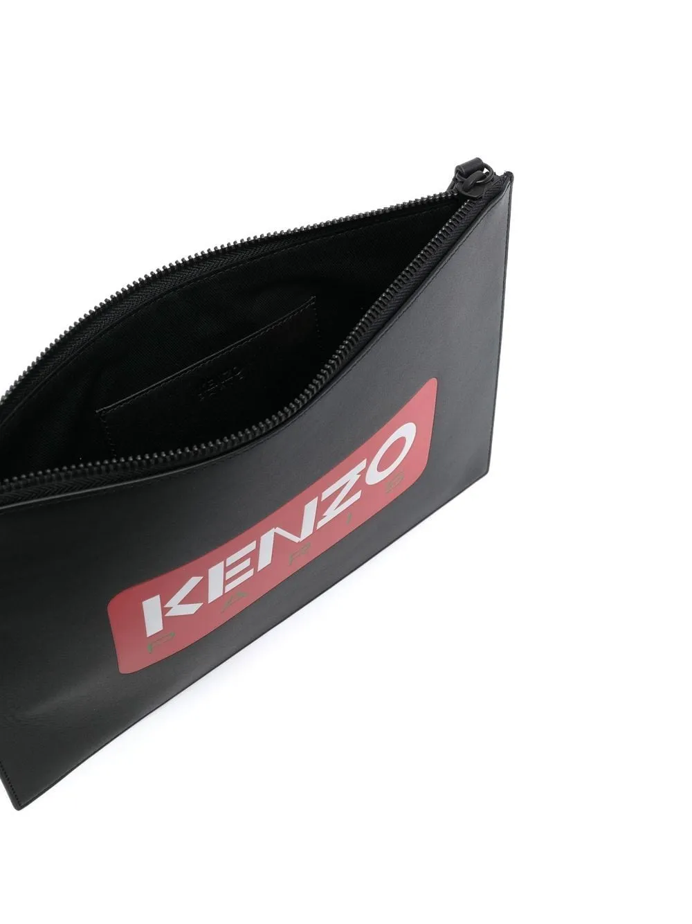 Logo Printed Zipped Large Clutch Bag
