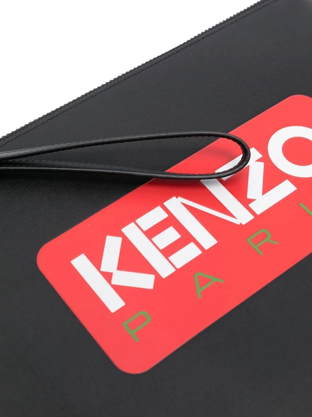 Logo Printed Zipped Large Clutch Bag
