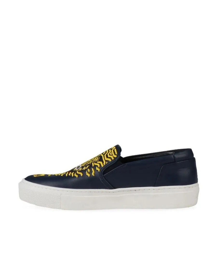 Tiger Head Embroidered Slip-On Sneakers